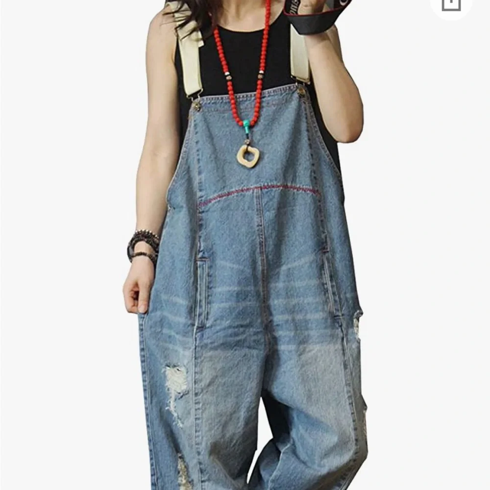 DISTRESSED LOOSE-FIT OVERALLS - Picture 7 of 7
